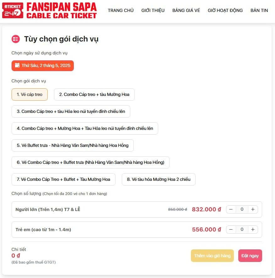 Hướng Dẫn Đặt Vé Cáp Treo Fansipan Online